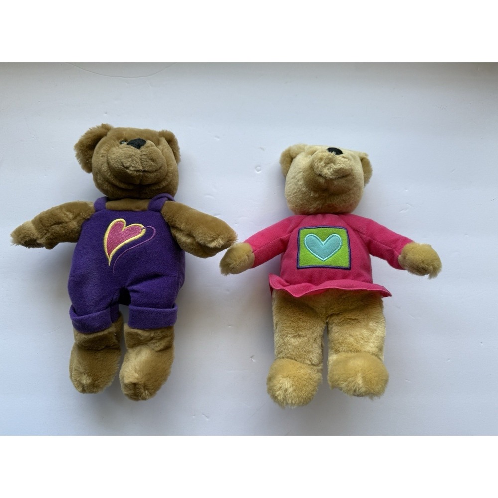 HALLMARK VALENTINE BROWN KISSING BEARS MAGNECTIC NOSES STUFFED PLUSH ANIMALS